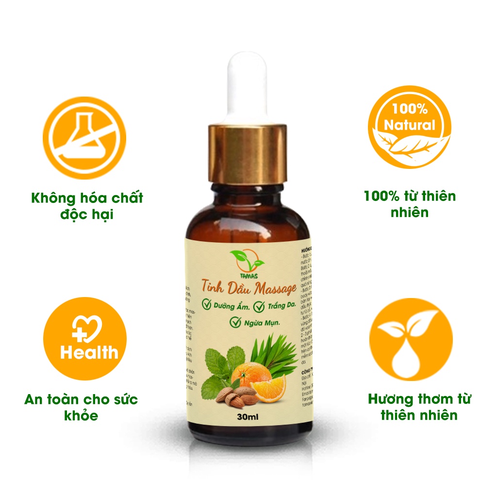 Mô tả Tinh Dầu Massage Dưỡng Da, Ngừa Mụn TAMAS Chiết Xuất Từ Dầu Hạnh Nhân Và Các Loại Tinh Dầu Giúp Dưỡng Trắng Da, Ngừa Mụn - 2
