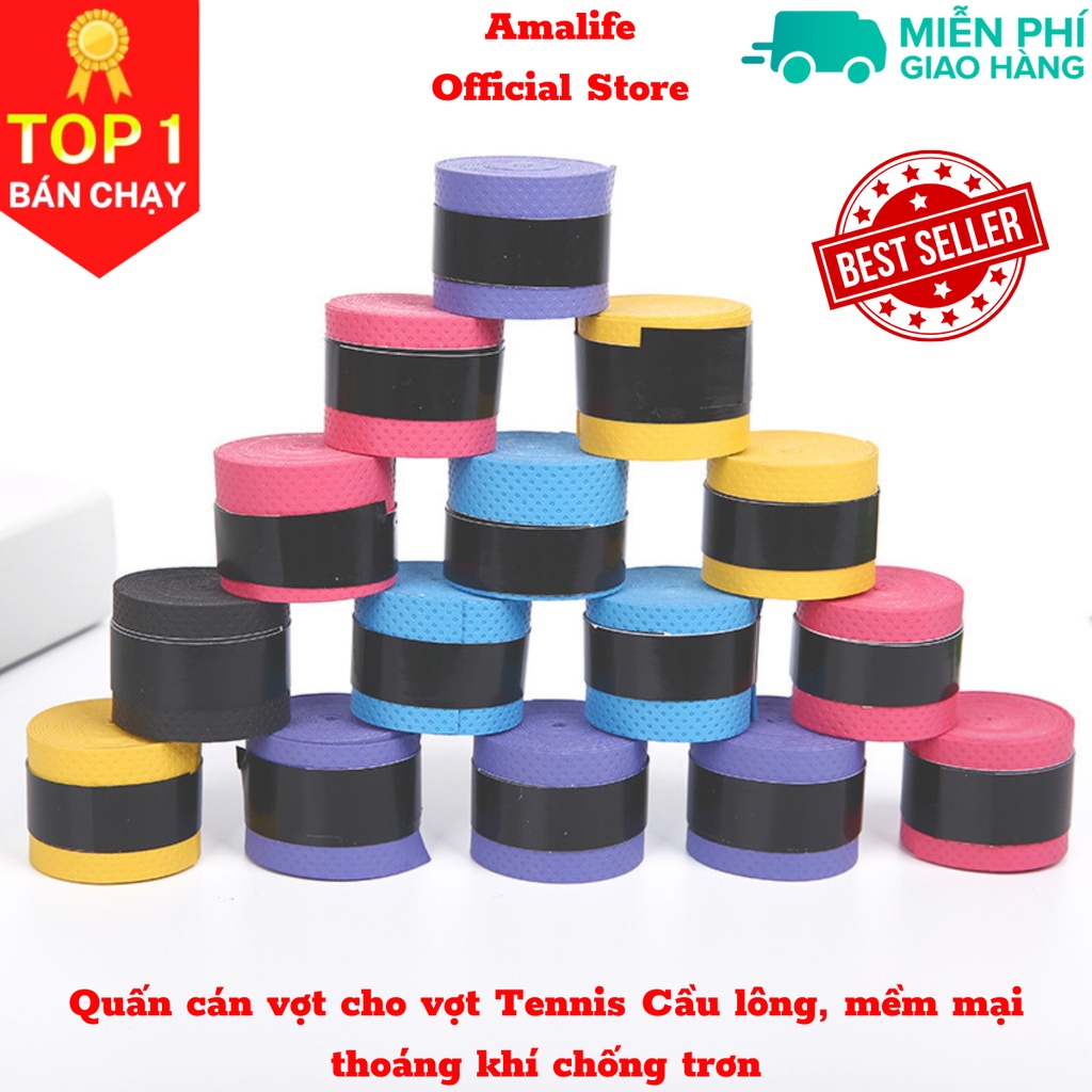Mô tả Dây quấn cán vợt cầu lông tennis mềm mại thoáng khí chống trơn thoát mồ hôi, độ bám cao - Hàng Chính Hãng AMALIFE - 5