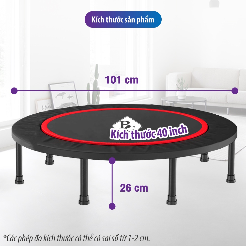 Mô tả BG-Sàn nhún tập thể dục Trampoline khung thép mẫu mới nhất có tay bám an toàn ,dành cho mọi lứa tuổi - 1