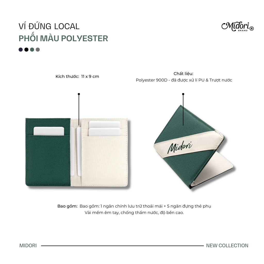 Mô tả Ví Vải Đứng Nữ Phối Màu Polyester Kháng Nước Local Brand Chính Hãng Midori M Studio - 11