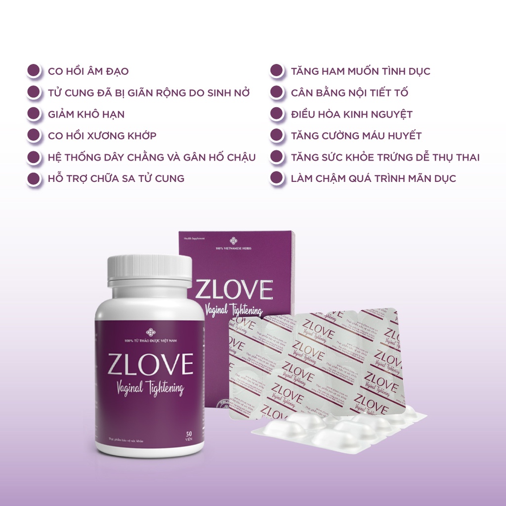 Mô tả 4 Hộp Viên Uống ZLOVE Grow Green AZ- Tăng Cường Ham Muốn, Se Khít  Vùng Kín Sau Sinh( Hộp 50 Viên ) 4ZLV - 2