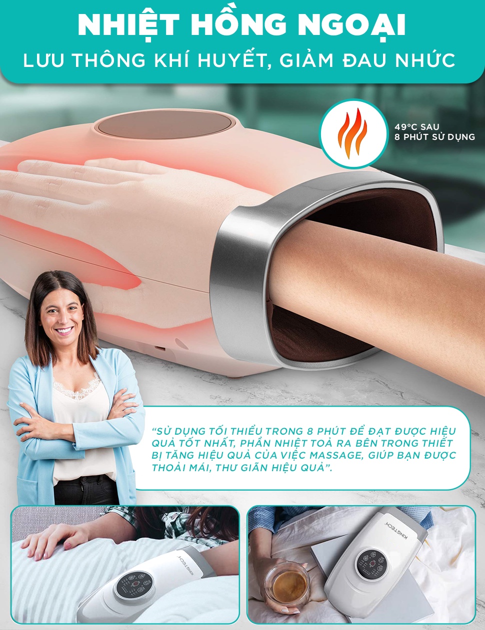 Mô tả Máy Massage Tay Cao Cấp KINGTECH KH-690 - Mát xa Trị Liệu Tích Hợp Nhiệt, Matxa Vùng Cổ, Mu, Ngón, Lòng Bàn Tay - 3