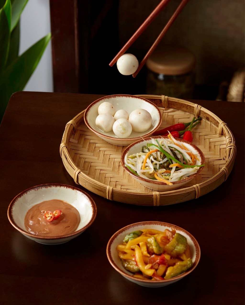 Đĩa gia vị Sa Maison trắng viền vàng