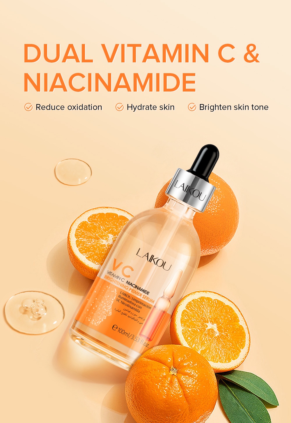 Mô tả Serum LAIKOU chứa vitamin C niacinamide làm sáng đều màu da 100ml - 1