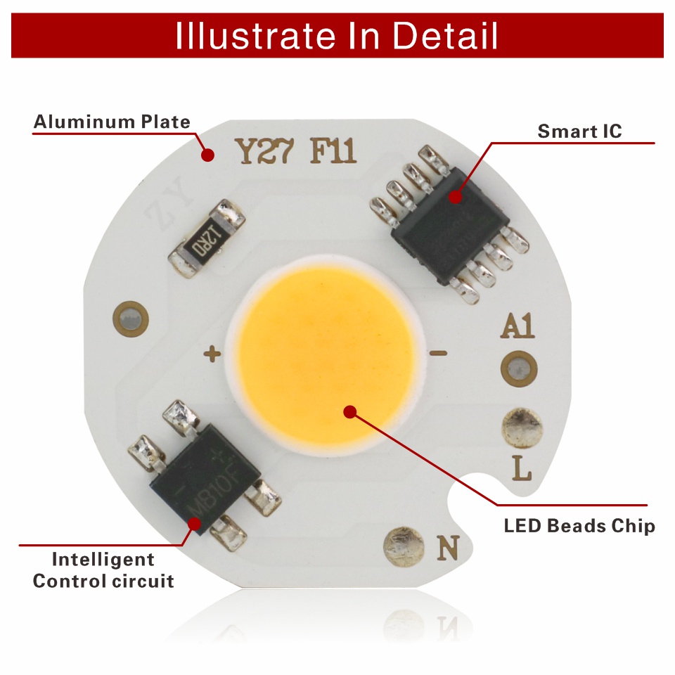 Chip Đèn LED COB 3W 5W 7W 10W 220V Thông Minh IC Không Cần Lái Cho Đèn ...