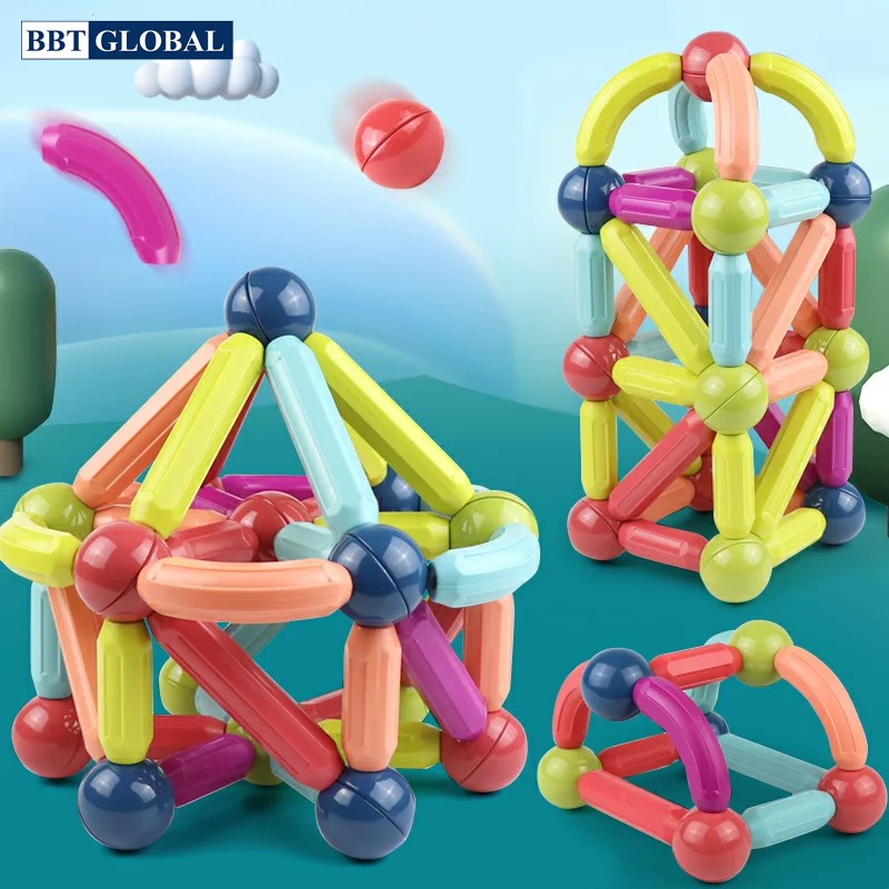 Mô tả Tặng hộp nhựa- Đồ chơi xếp hình nam châm thông minh đa dạng màu sắc 130 chi tiết - 4