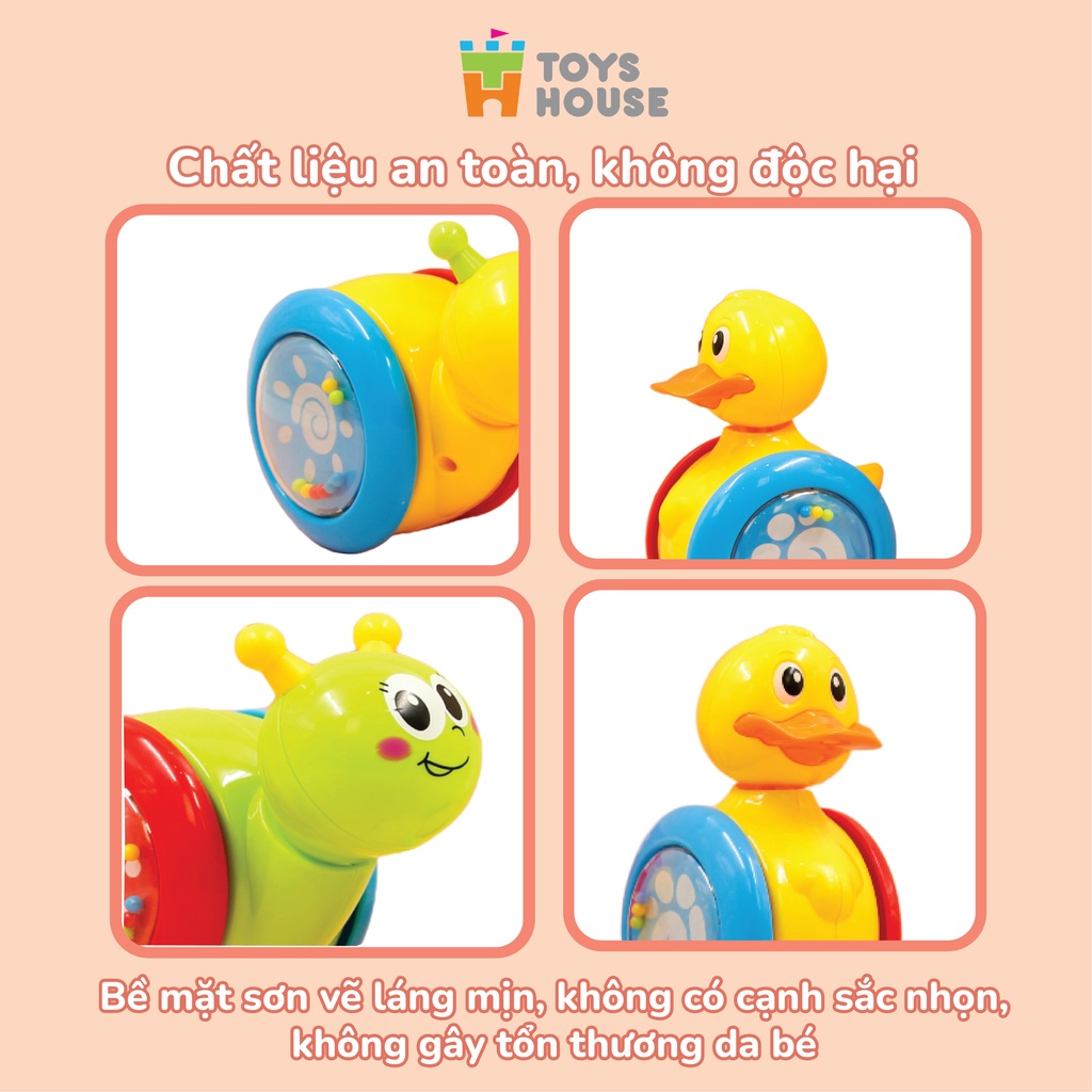 Mô tả Đồ chơi lật đật gật gù có bánh xe cho bé hình thú dễ thương Toyshouse 008-2 Tiêu chuẩn Châu Âu EN71 - 3