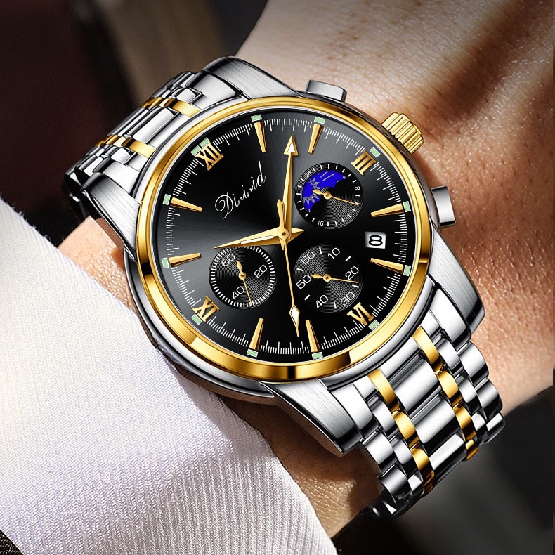 Mô tả Đồng hồ nam DIZIZID dây thép đúc đặc - Khóa bướm - Chạy full 6 kim và lịch ngày - Mũa Sporty Design DIZ99 - 6