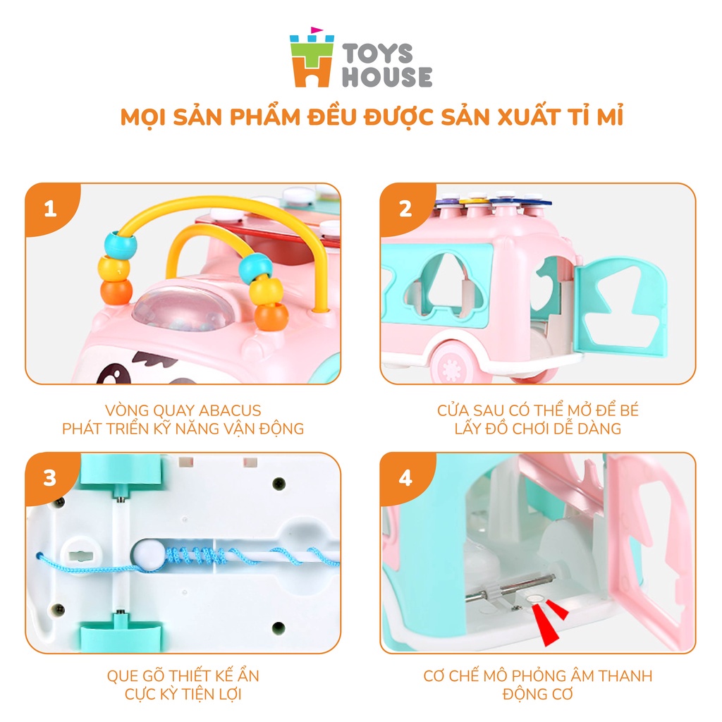 Mô tả Đồ chơi ô tô thả hình khối kết hợp đàn gõ Xylophone giáo dục sớm cho bé Toyshouse HE8036 - 8