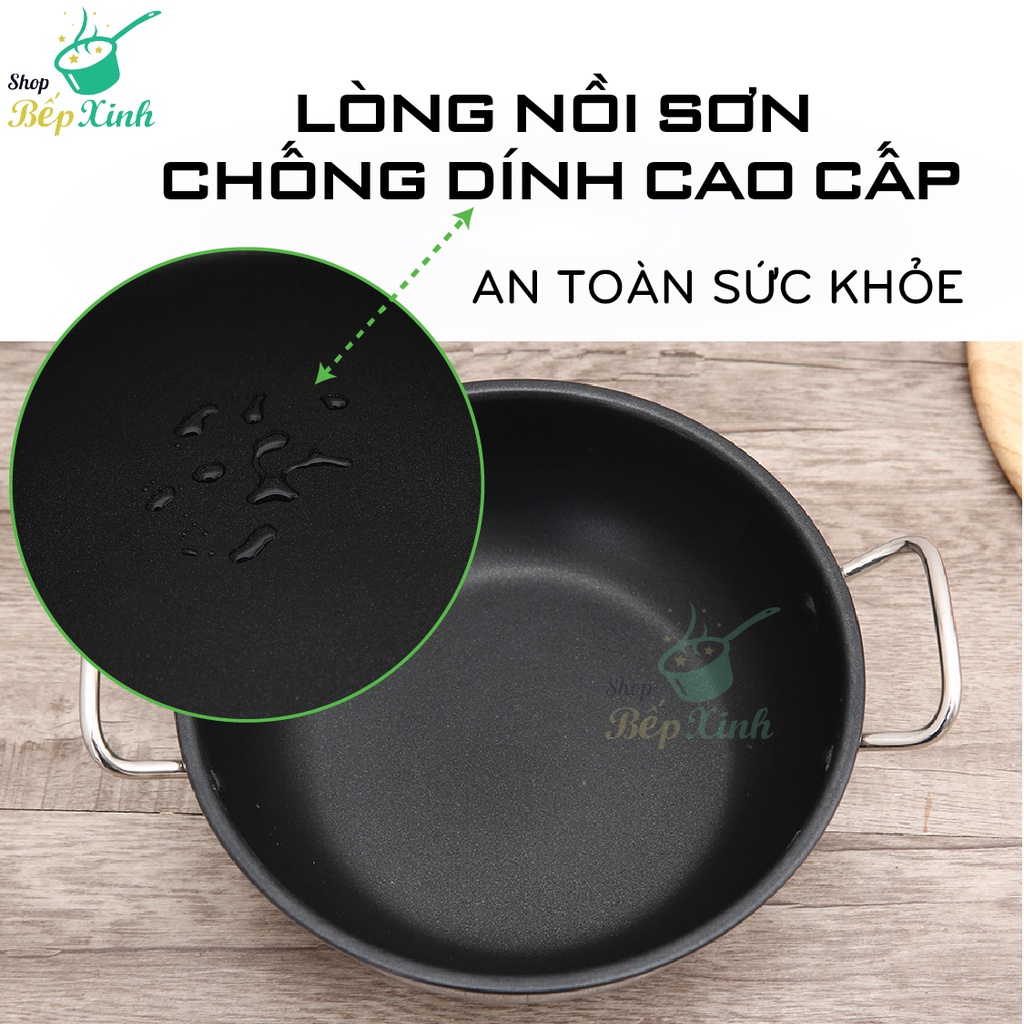 Mô tả Nồi chống dính FIVESTAR Standard inox 430 nắp kính ( 18cm / 20cm / 22cm ) , 3 đáy dùng được bếp từ , hồng ngoại , gas - 4