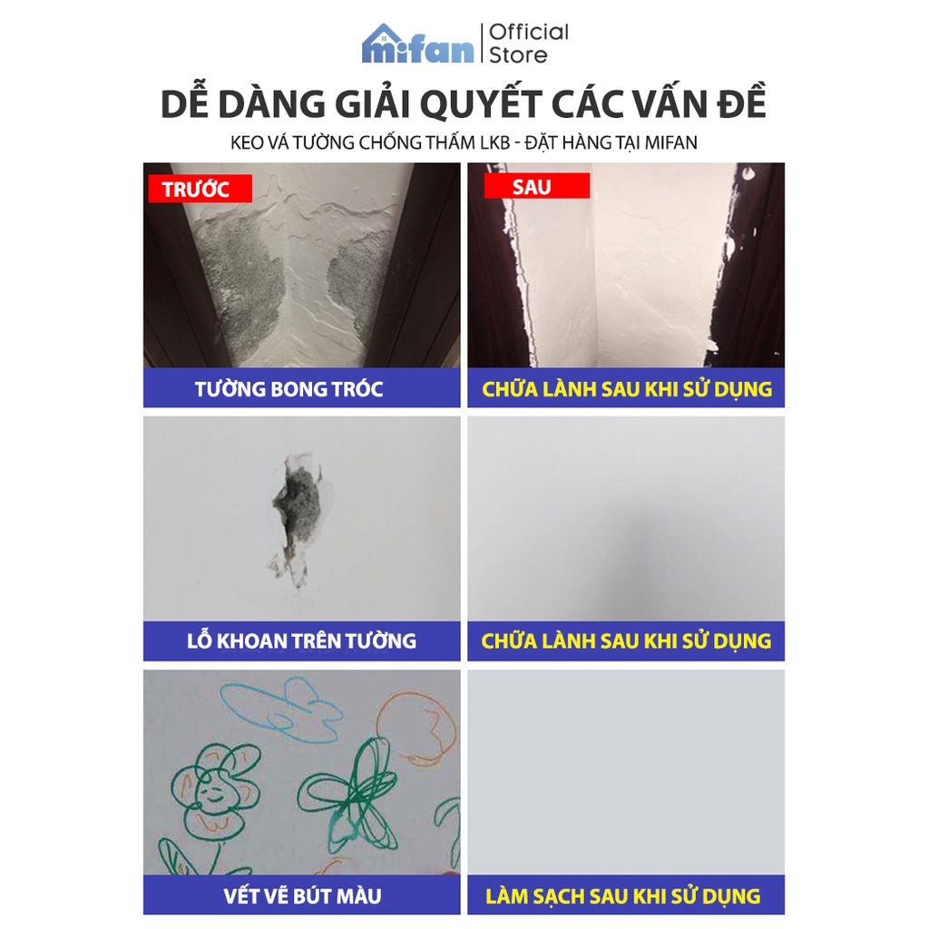 Mô tả Keo Vá Tường Chống Thấm LKB 250gr - Trám Trét Vết Nứt Khe Hở Tường - Chống Mốc Ẩm Làm Sạch Tường - HÀNG CHÍNH HÃNG - 2
