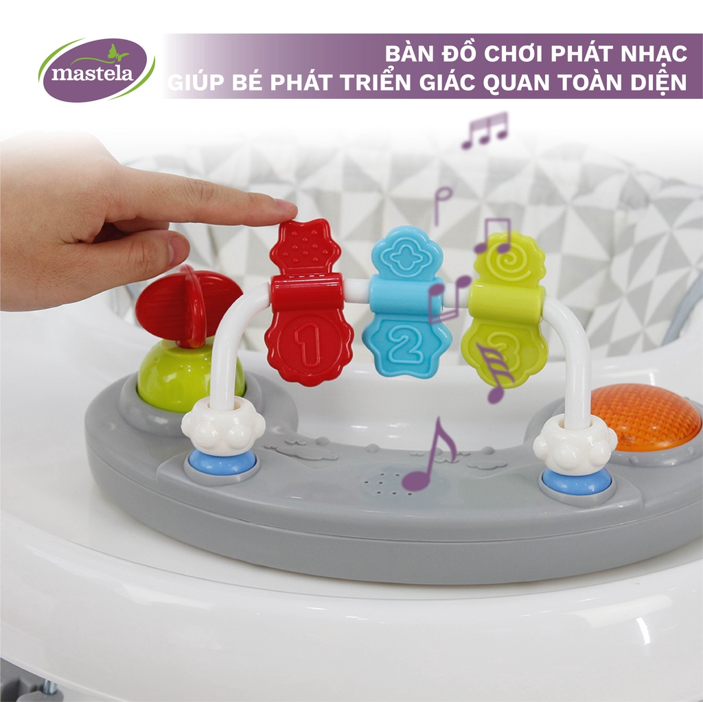 Mô tả Xe tròn tập đi có đồ chơi và nhạc cho bé Mastela MSTLW2002 siêu nhẹ xoay 360, mặt bàn ăn dặm, bánh xe silicon chống ồn - 2