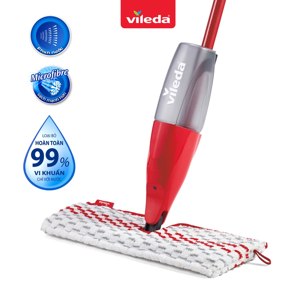 Mô tả Cây lau nhà phun nước Vileda Promist Max tích hợp 2 tính năng, bông lau Powerzone quét sạch vết bẩn - 1