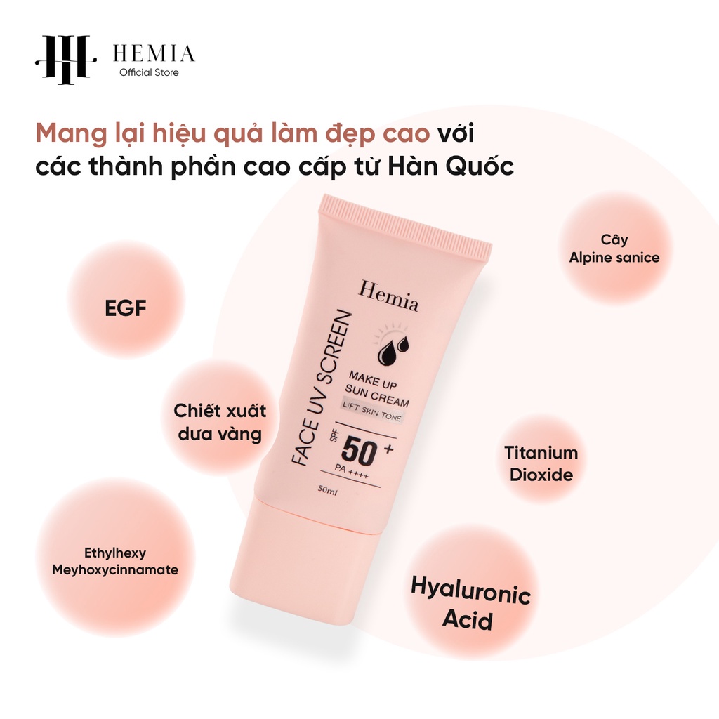 Mô tả Kem chống nắng Hemia nâng tone, trắng da, kiềm dầu cho da dầu mụn, khô, nhạy cảm nhập khẩu Hàn Quốc Size du lịch 15ml - 2
