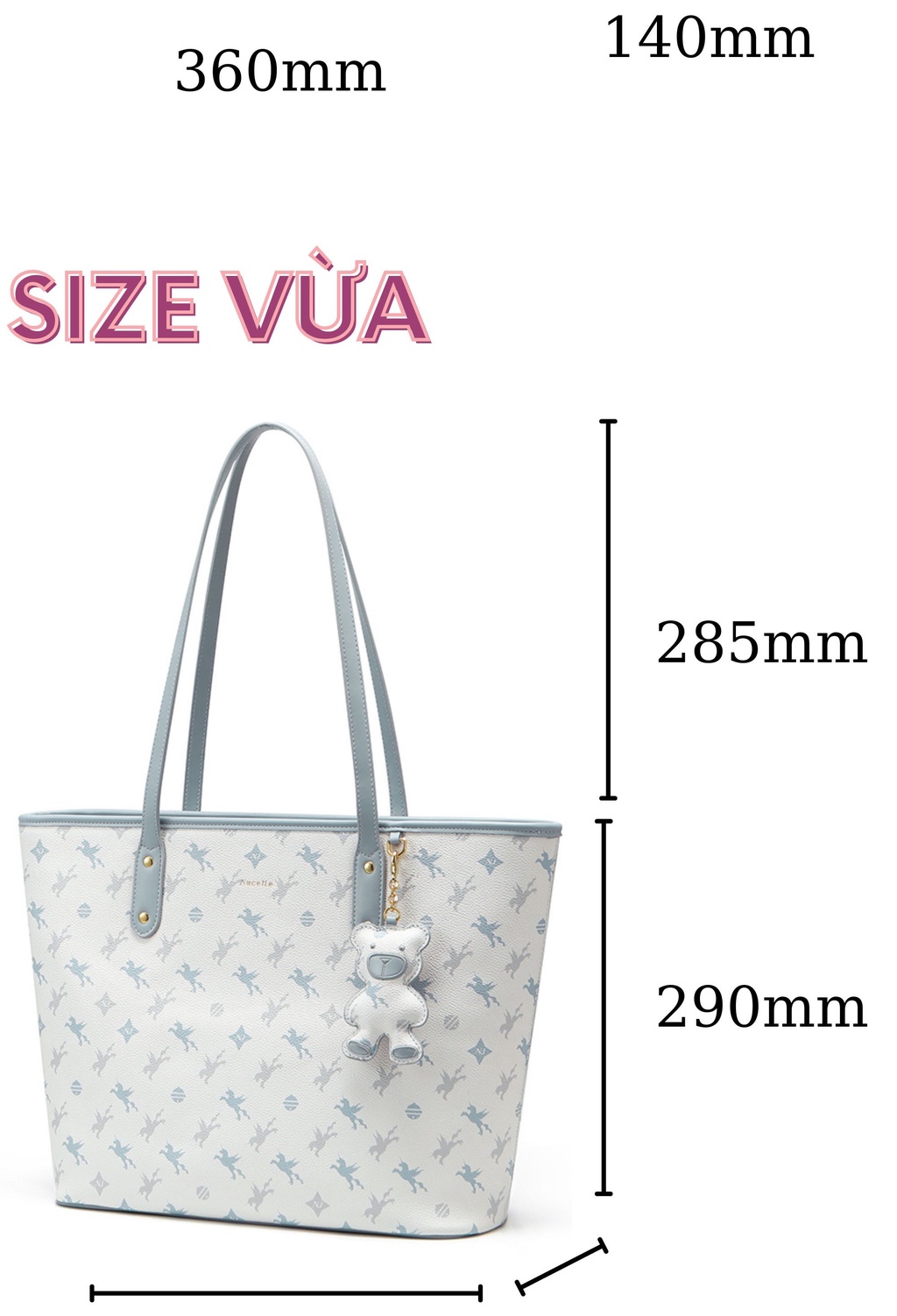 Mô tả Túi Tote Bag nữ Nucelle size to dễ thương thời trang đi học đi làm ViAnh Store 1171966 - 5