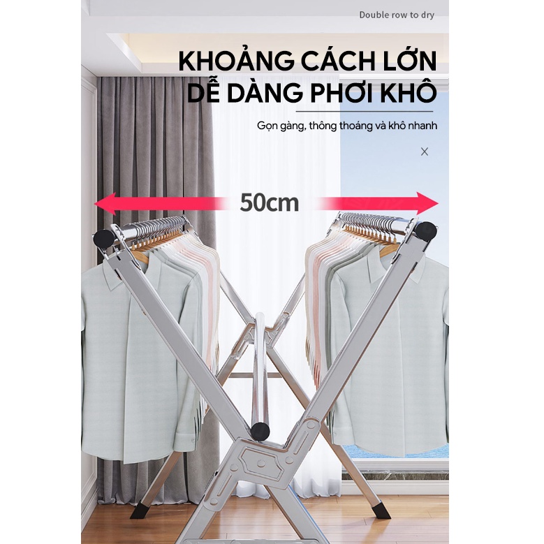 Mô tả Giàn phơi quần áo AVOHOME loại sào treo đồ thông minh dạng giá phơi gấp gọn có bánh xe, thiết kế kiểu sào inox - 7