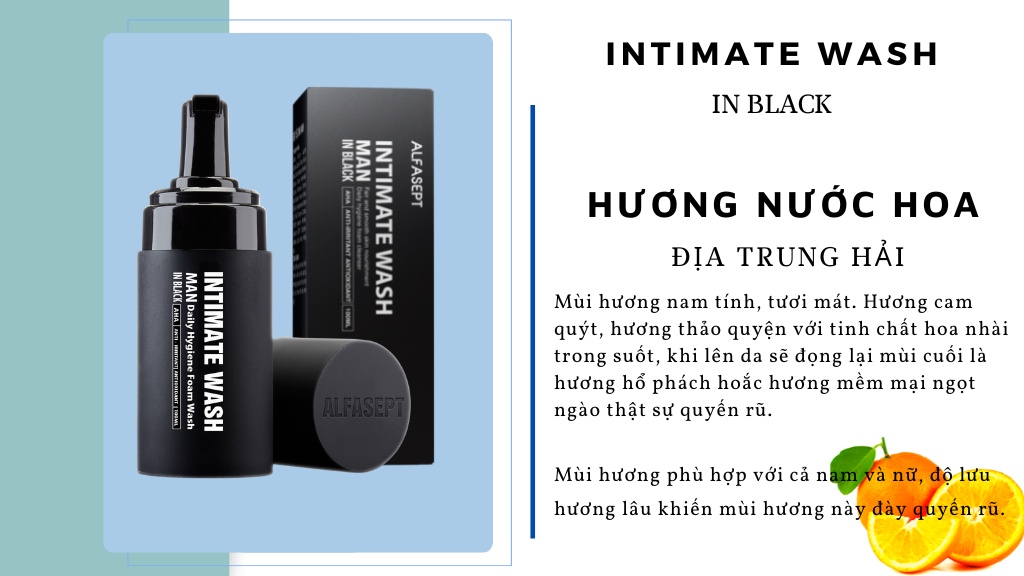 Mô tả Bọt Vệ Sinh Nam ALFASEPT Intimate Wash For Men In Black Chai 100ml hương nước hoa - 2