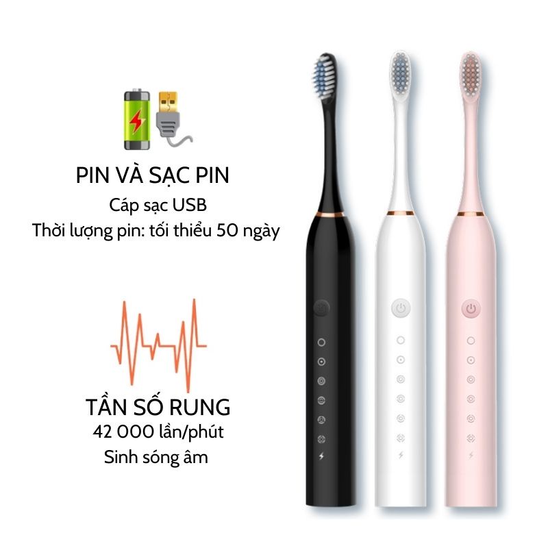 Mô tả Bàn chải điện đa năng JIASHI DELADEP, máy đánh răng Sonic X-3 sóng âm tặng kèm 4 đầu thay thế BCD01 - 5