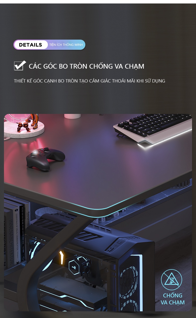 Mô tả Bàn gaming cao cấp khung thép chống ghỉ kích thước lớn sơn phủ tĩnh điện phong cách hiện đại thương hiệu IGA -GM67 - 7