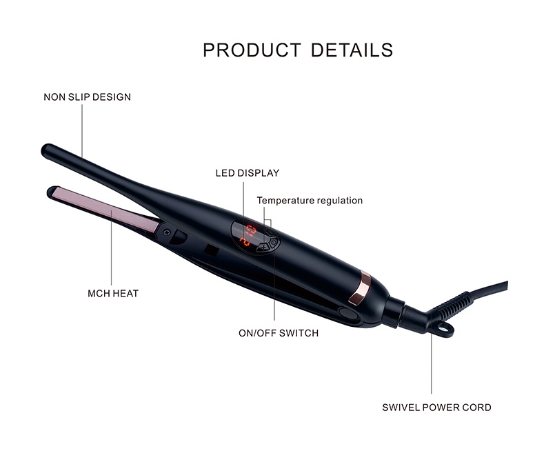 Mô tả Ubeator Máy Duỗi / Uốn Tóc Bằng Titan Màn Hình LCD Kỹ Thuật Số Màu Đen - 12