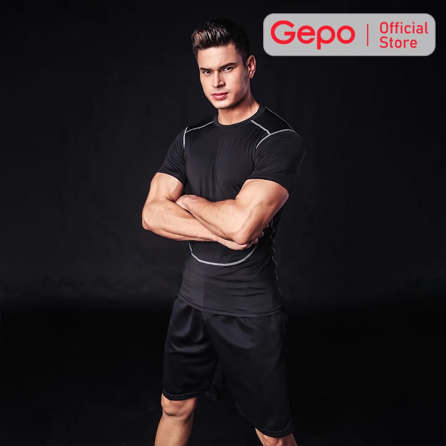 Mô tả Áo Thể Thao Nam Cộc Tay Chuyên Tập Gym Chất Liệu Co Giãn Thấm Hút Mồ Hôi Ôm Body GEPO - 9
