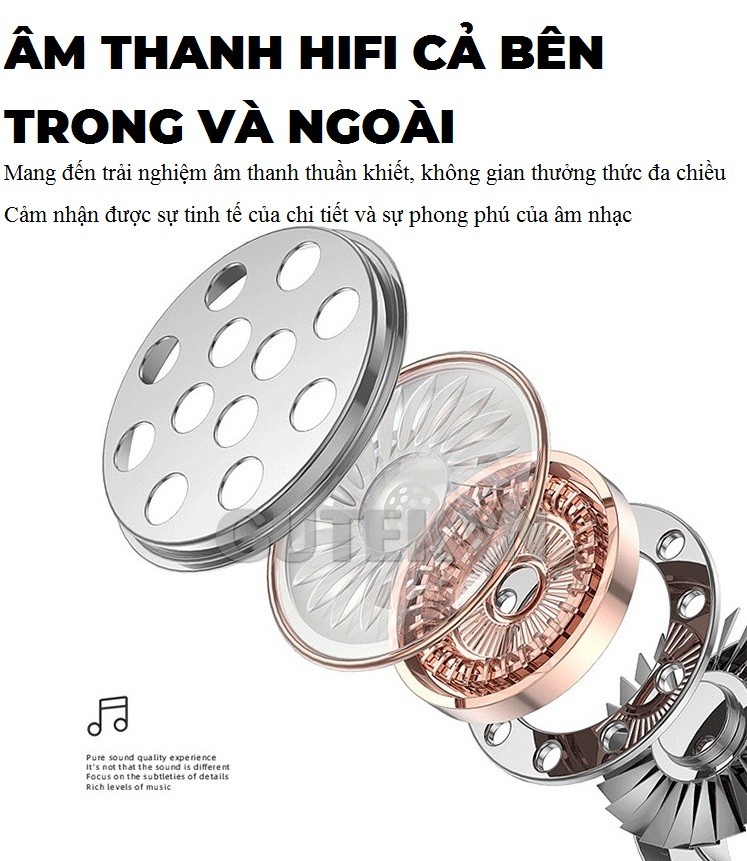 Mô tả Tai nghe bluetooth không dây Gutek i12 Pro v5.0 nút cảm ứng có mic đàm thoại âm thanh HIFI - 3