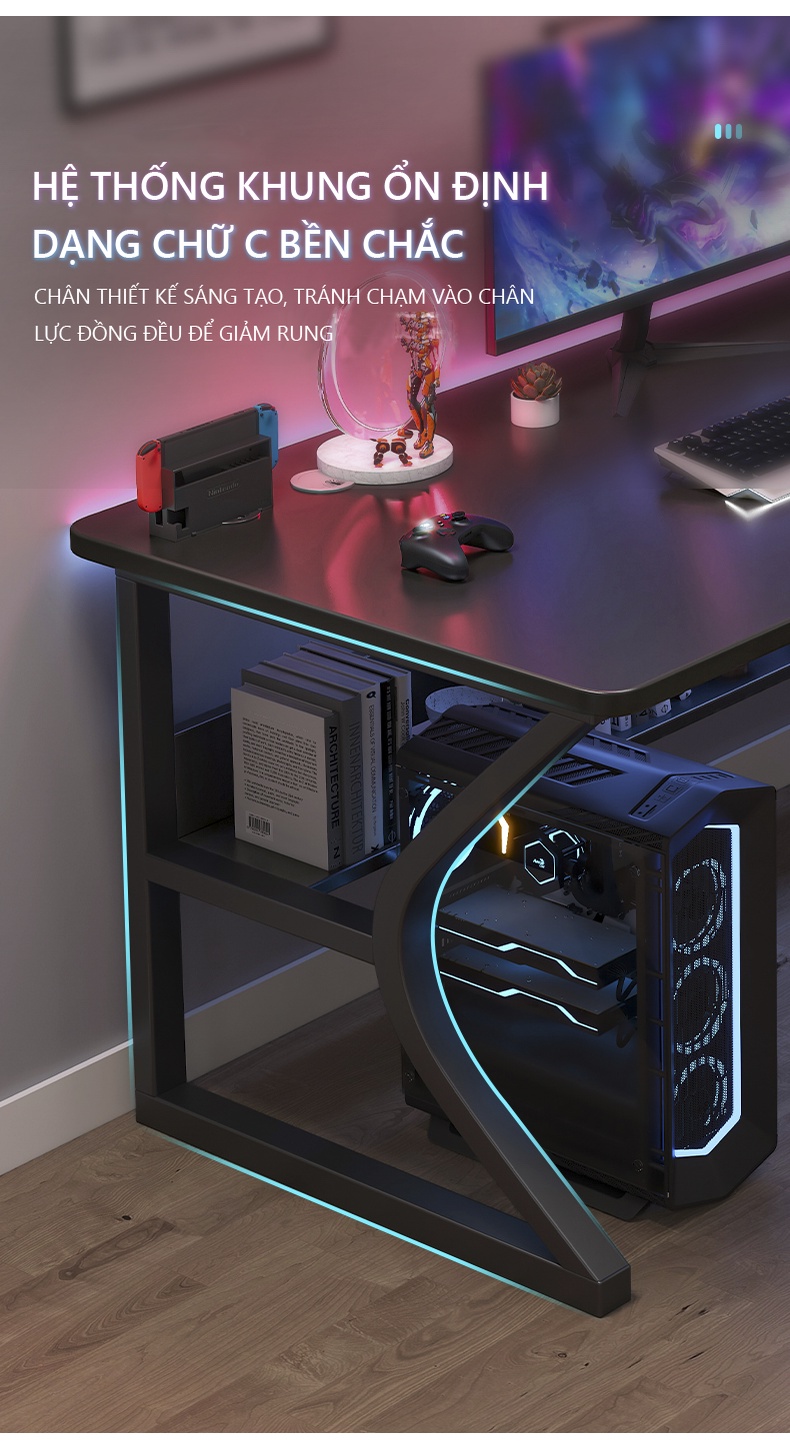 Mô tả Bàn gaming cao cấp khung thép chống ghỉ kích thước lớn sơn phủ tĩnh điện phong cách hiện đại thương hiệu IGA -GM67 - 5