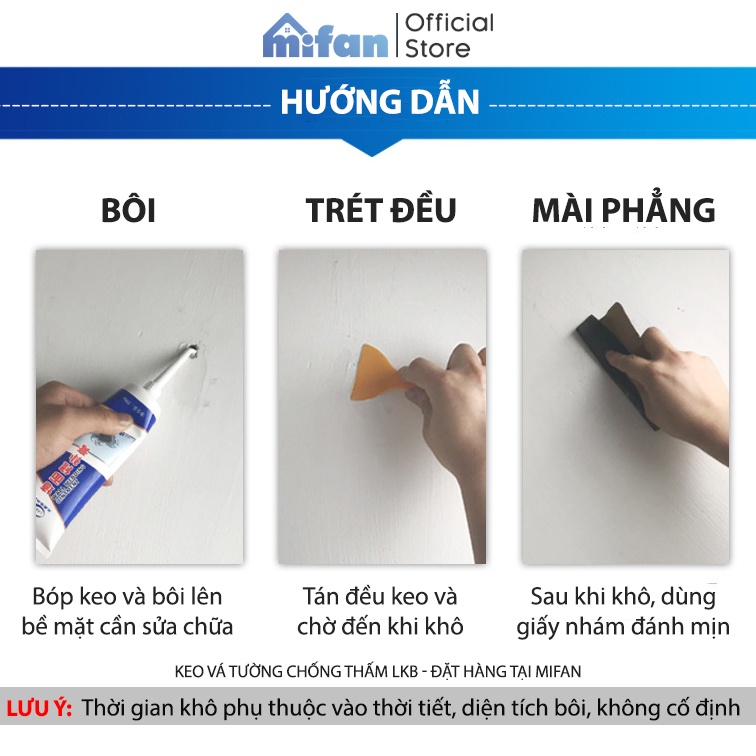 Mô tả Keo Vá Tường Chống Thấm LKB 250gr - Trám Trét Vết Nứt Khe Hở Tường - Chống Mốc Ẩm Làm Sạch Tường - HÀNG CHÍNH HÃNG - 6