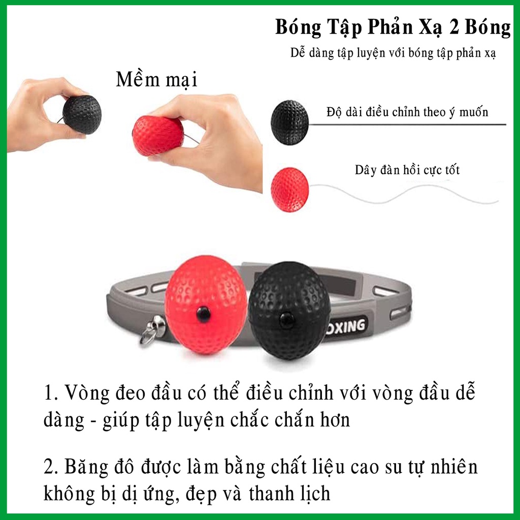 Mô tả Bộ 2 Bóng Tập Phản Xạ Tập Đấm Bốc Boxing Treo Đầu Loại Nhẹ Và Nặng – Chính Hãng Amalife - 2