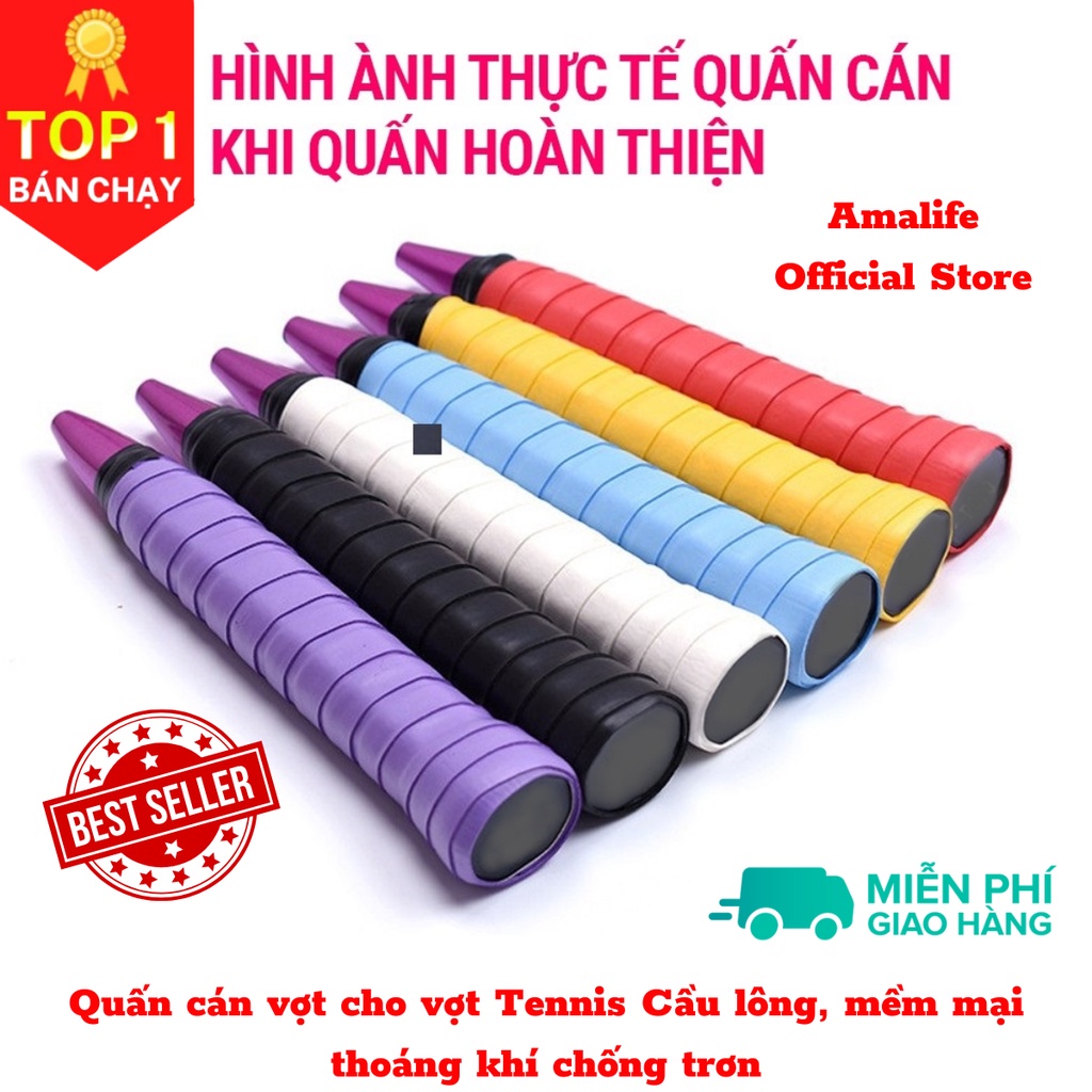 Mô tả Dây quấn cán vợt cầu lông tennis mềm mại thoáng khí chống trơn thoát mồ hôi, độ bám cao - Hàng Chính Hãng AMALIFE - 8