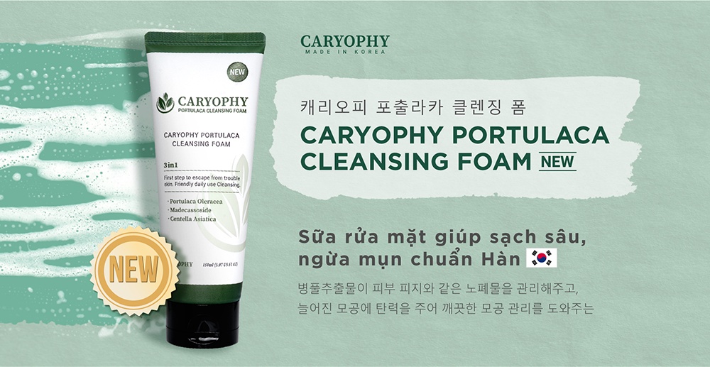 Mô tả Bộ chăm sóc da mụn Caryophy portulaca (sữa rửa mặt 150ml toner 300ml) - 1