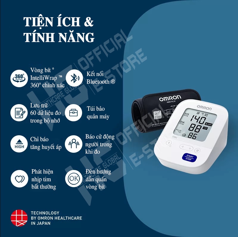 Mô tả Máy Đo Huyết Áp Bắp Tay Kết Nối Bluetooth OMRON HEM-7156T | Cho Kết Quả Chính Xác Như Đo Tại Phòng Khám , Bệnh Viện - 3