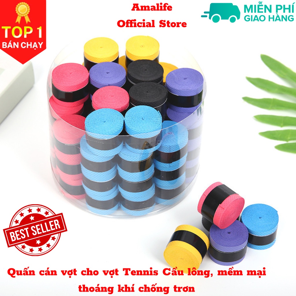 Mô tả Dây quấn cán vợt cầu lông tennis mềm mại thoáng khí chống trơn thoát mồ hôi, độ bám cao - Hàng Chính Hãng AMALIFE - 1