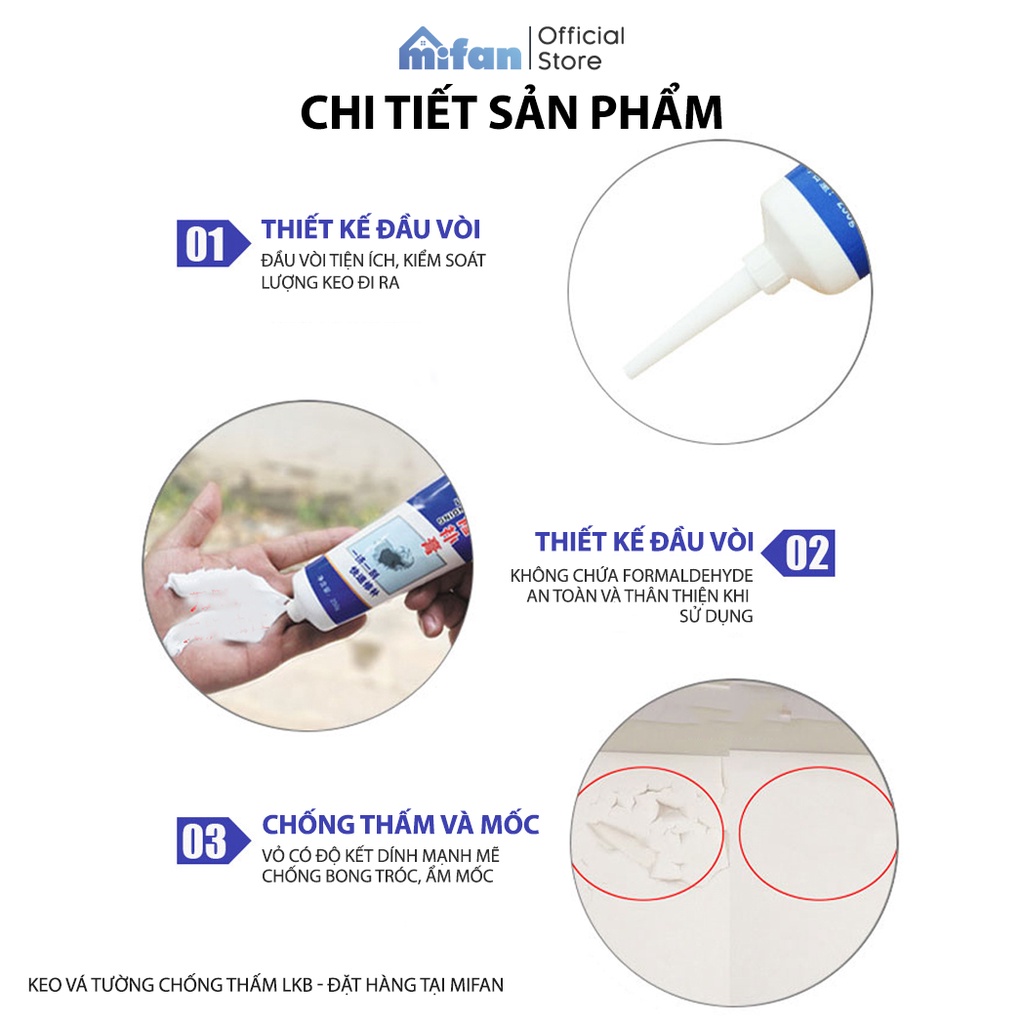 Mô tả Keo Vá Tường Chống Thấm LKB 250gr - Trám Trét Vết Nứt Khe Hở Tường - Chống Mốc Ẩm Làm Sạch Tường - HÀNG CHÍNH HÃNG - 4