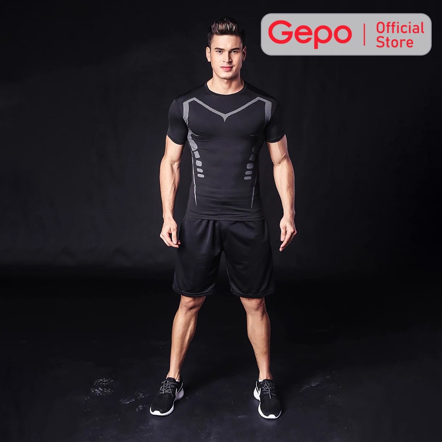 Mô tả Áo Thể Thao Nam Cộc Tay Chuyên Tập Gym Chất Liệu Co Giãn Thấm Hút Mồ Hôi Ôm Body GEPO - 11