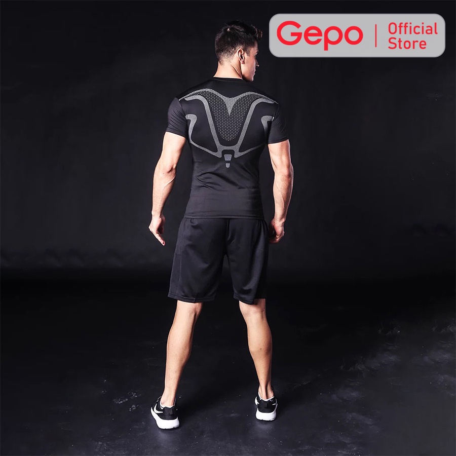 Mô tả Áo Thể Thao Nam Cộc Tay Chuyên Tập Gym Chất Liệu Co Giãn Thấm Hút Mồ Hôi Ôm Body GEPO - 12