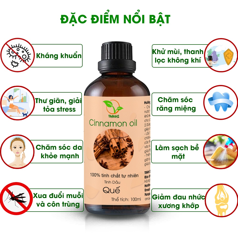 Mô tả Tinh dầu nguyên chất xông phòng đuổi muỗi TAMAS 100ml mùi tự chọn : Sả chanh, Quế, Cam, Bạc hà, Tràm gió, Oải hương,... - 3