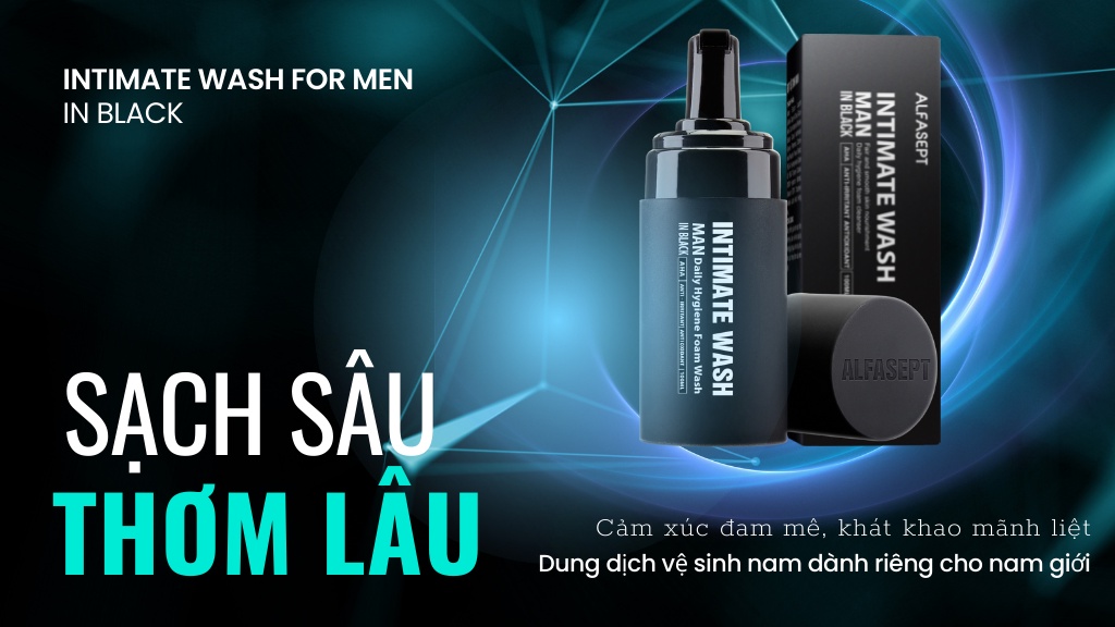 Mô tả Bọt Vệ Sinh Nam ALFASEPT Intimate Wash For Men In Black Chai 100ml hương nước hoa - 1
