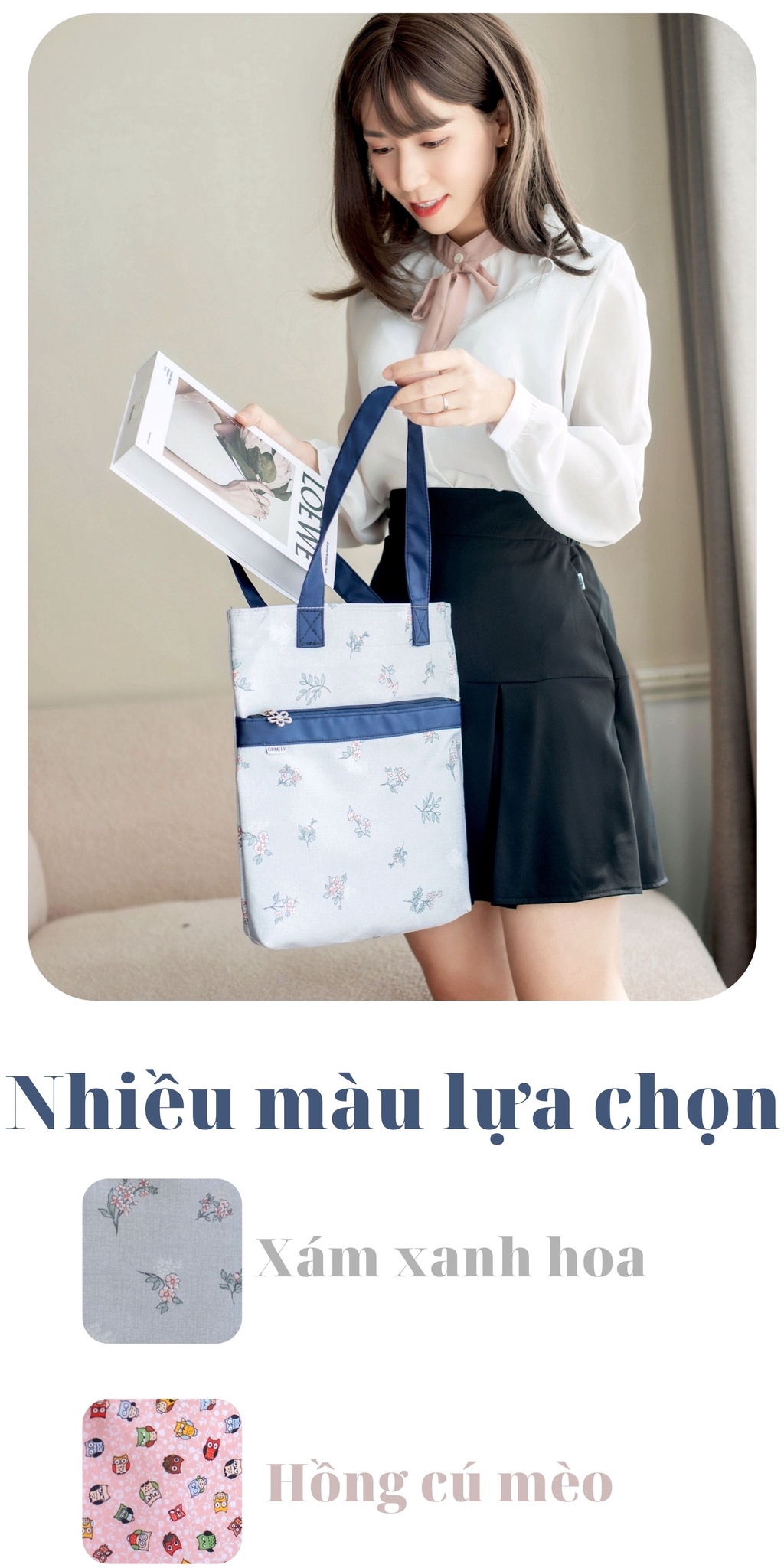 Mô tả Túi vải tote bag nữ đẹp vintage dễ thương nhiều ngăn khoá kéo cao cấp Gumely ViAnh Store GU02 - 5