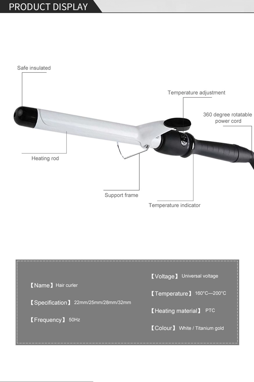 Kích cỡ máy uốn tóc Ubeator