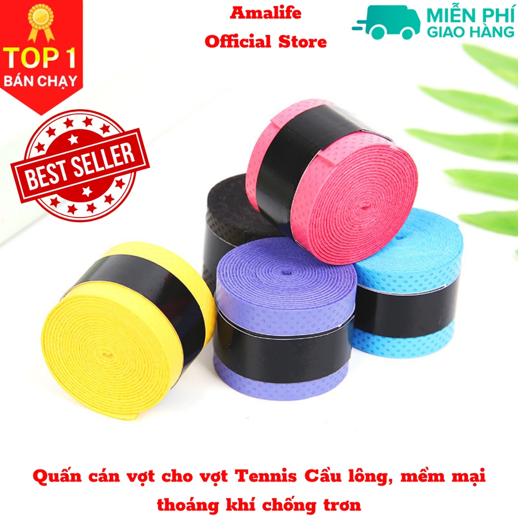 Mô tả Dây quấn cán vợt cầu lông tennis mềm mại thoáng khí chống trơn thoát mồ hôi, độ bám cao - Hàng Chính Hãng AMALIFE - 2