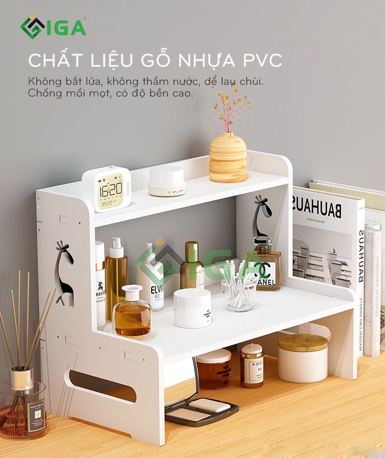Mô tả Kệ đựng mĩ phẩm 2 tầng IGA họa tiết hiện đại - IG408 - 4
