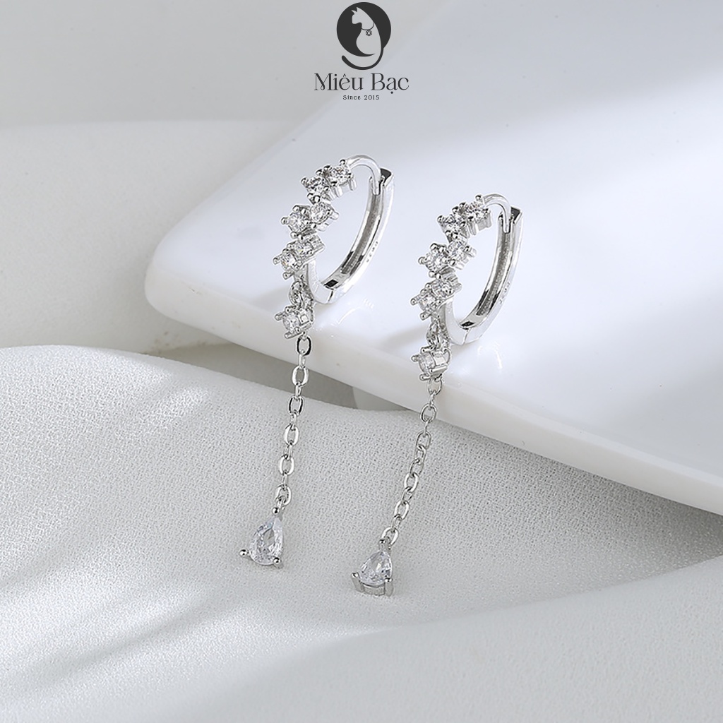 Mô tả Bông tai bạc nữ Miêu Bạc đính đá dáng dài 1 đôi chất liệu bạc S925 thời trang phụ kiện trang sức B400744 - 6