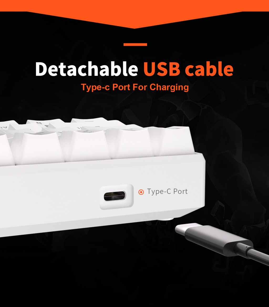 Mô tả Bàn Phím Cơ rk61 kludge bluetooth 3.0 & usb c Hai Chế Độ Chiếu Đèn Led rgb - 4