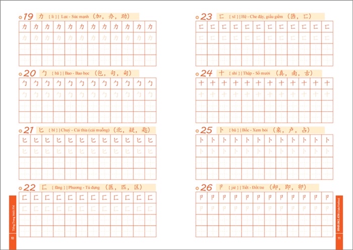 Mô tả Sách -Combo:Vở luyện viết các nét cơ bản+214 bộ thủ trong tiếng trung - 12