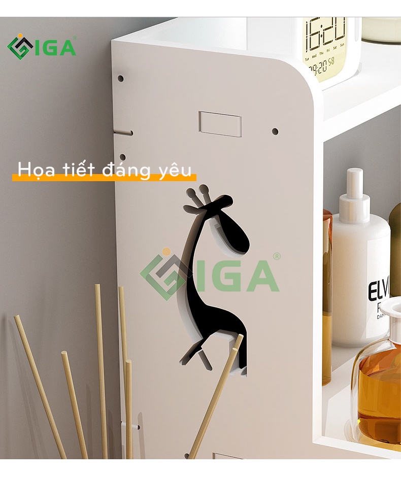 Mô tả Kệ đựng mĩ phẩm 2 tầng IGA họa tiết hiện đại - IG408 - 3