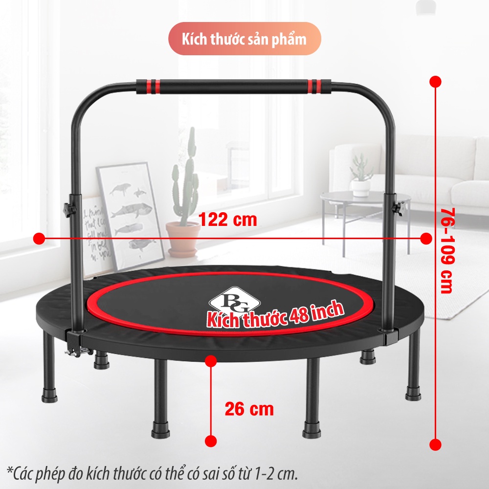 Mô tả BG-Sàn nhún tập thể dục Trampoline khung thép mẫu mới nhất có tay bám an toàn ,dành cho mọi lứa tuổi - 2