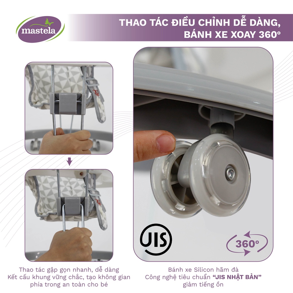 Mô tả Xe tròn tập đi có đồ chơi và nhạc cho bé Mastela MSTLW2002 siêu nhẹ xoay 360, mặt bàn ăn dặm, bánh xe silicon chống ồn - 6