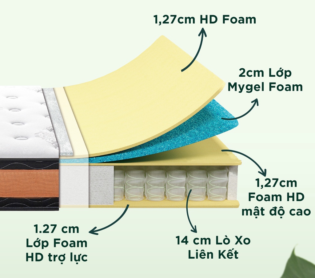 Mô tả Nệm Lò Xo Độc Lập Zinus Foam Mát Gel Mát Thế Hệ Mới Dày 20cm - 8in Spring Mattress - 1