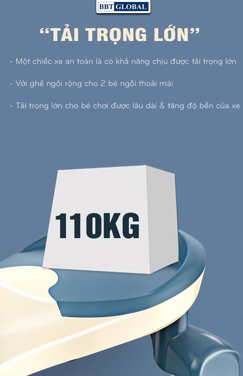 Mô tả Xe lắc cao cấp bánh cao su, có đèn và nhạc BBT GLOBAL SW004 - 6